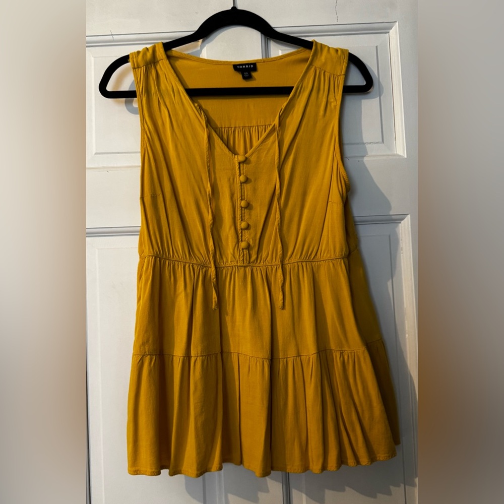 Torrid Mustard Yellow Tiered Sleeveless Tunic Top